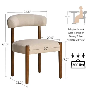 Upholstered Dining Chairs Set of 2 Curved Back