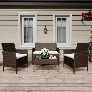 4 Piece Outdoor Rattan Bistro Set