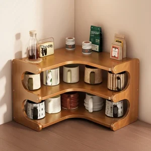 Multi-Tier Bamboo Corner Desk Shelf