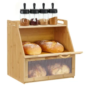 Double Layer Wooden Bread Box