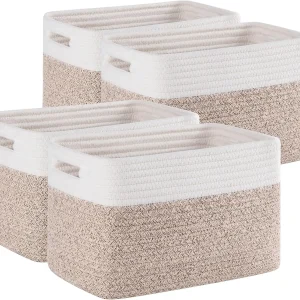 4 Pack Woven Storage Baskets for Shelves