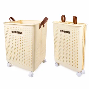 Foldable Laundry Basket with Wheels