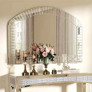 Large Arched Wall Accent Mirror, Beveled Edge