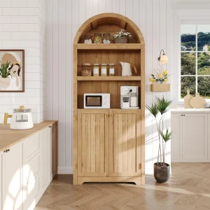 Arched Bookcase with Cabinet and Shelves