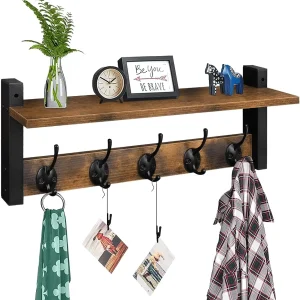 Wood Wall Shelf Coat Rack