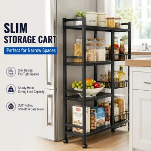4 Tier Slim Rolling Cart