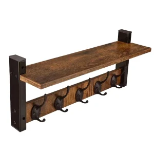 Wood Coat Rack Wall Shelf